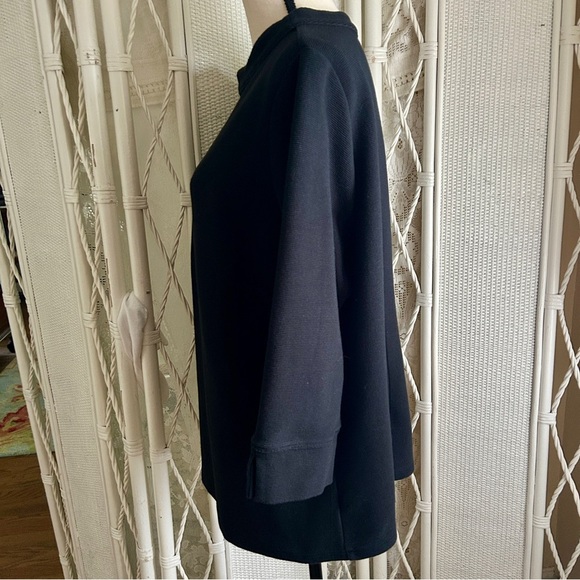 Talbots Top Black Ottoman Knit Funnel Neck Three Quarter Sleeve size 2X Petite - Picture 4 of 16